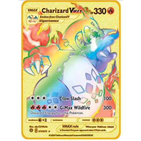 Cross-Border Dedikeret Ny Pocket Monster Spray Dragon Game Special Card Collection Metal Kort Regnbue Kort Sprog