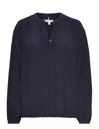 Viscose V-Nk Blouse Ls Tommy Hilfiger Navy
