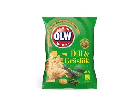 OLW Chips dill och gräslök 20x40g - Lyreco - Kök och servering - Ätbart - Godis och choklad