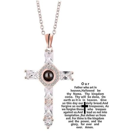 2 st Kors Projektion Halsband Choker Kristall Kors Herrens Bön Kors Halsband För Vänner Fars Dag Present (FMY)