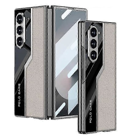 Skal för Samsung Galaxy Z Fold 6, Inbyggt skärmskydd Slim Skin Feeling Läder Stötsäkert Skyddsfodral