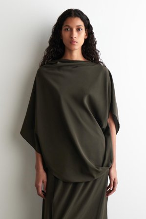 COS Hooded Silk Top in Brown - Women
