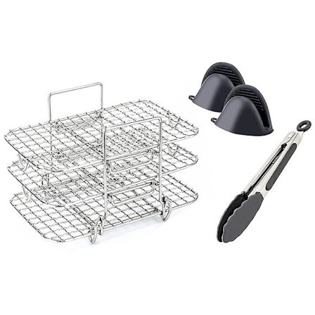 Airfryer-rist, 304 rustfrit stål multilags dehydreringsrist toastrist airfryer tilbehør