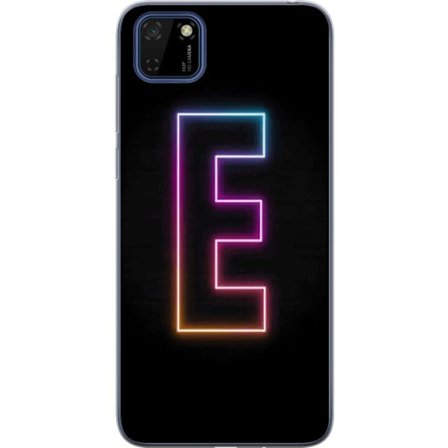 Kompatibel Mobilcover til Huawei Huawei Y5p Minimalistisk neonbogstav E i lyse farver mod mørk baggrund i moderne og stilren design