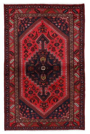 Tapis Hamadan 125X195 Noir/Rouge Foncé (Laine, Perse)