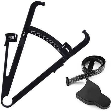 Fettmåler, [2 i 1] Personlig fettmåler med skyvelære med målebånd og fettdiagrammer Fitness, nøyaktig målebånd Hold helseanalysator