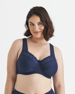 Bygel-bh Broderie Anglaise Mörkblå - B95 - Miss Mary