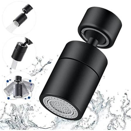 Auspicious-faucet Luftblander, 360 graders sving - 2 moduser justerbar kjøkkenkran filter bobler for kjøkken bad, med adapter 24mm ekstern gjenge-2