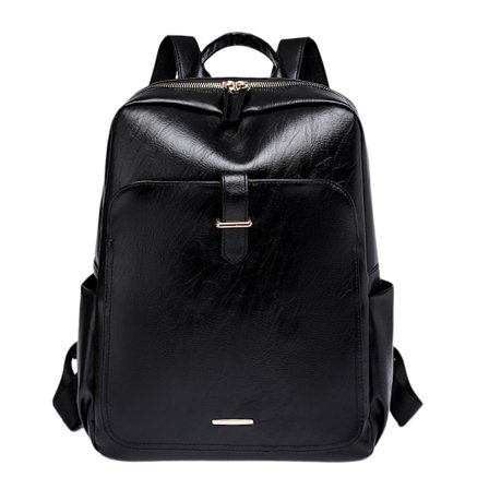 Telena Vegansk Dam Läder Laptop Dator Ryggsäck 12 Tums Dator Ryggsäck Universitet Resa Dagsväska Svart