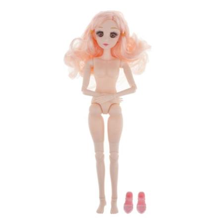 36cm Ball Jointed Girl Doll Naked Body Parts Diy Vit Hud Med Hår B-2