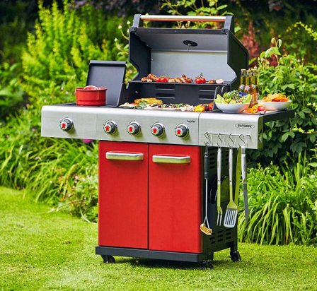 Outback Jupiter 4 Burner Hybrid BBQ Red (OUT370764)