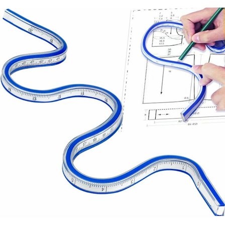 Joustava viivain, 50 cm PVC-viivain, taivutettava käyräviivain, selkeä joustava käyrä, kaksipuolinen muovinen käärmeviivain toimistoon, kouluun, 