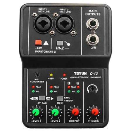 Q-12 Äänikortti Audio Mikseri Äänikortti Konsoli Työpöytäjärjestelmä 4 Kanavan Liitäntä 48V Virtalähde Stereo Tietokone Äänikortti