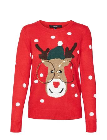 Vmtinsel Ls O-Neck Blouse Xmas Rep Red Vero Moda