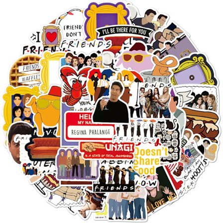 50 Pak Venner Stickers, Tegneserie Stickers, Vandtætte Stickers, Æstetiske Dekaler, Scrapbog Stickers, til Laptop Skateboard Guitar Kuffert Bagage