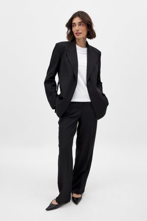 NA-KD Tailored Mid Waist Suit Pants - Kontorbukser - Sort - EU 34