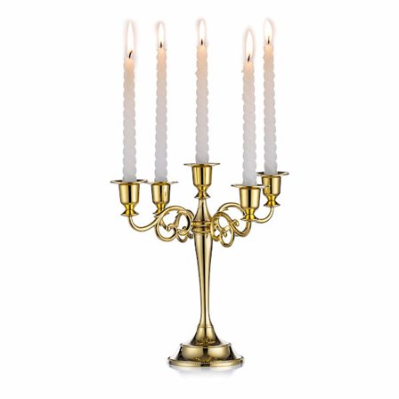 Metal Candelabra Guld 5 Arm 27cm Høj Kegle Lysestager