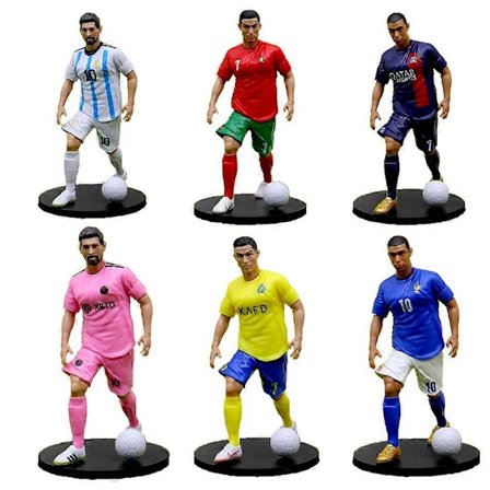 6 stk nye fotballstjerner FIFA C.Ronaldo Messi Mbappe Modelldukker Tegneserie Søte Actionfigurer Biltilbehør Fotballfans Gaver-Perfekt