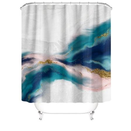 180*180CM Dusjforheng med kroker (1# marmor), høy kvalitet, vanntett, muggsikker, lett å rengjøre, vakkert trykt