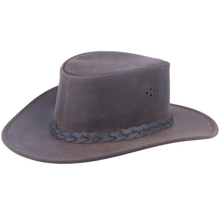 MJM Hats - Brown traveler Kapelusz - Aussie Bush Squashable Leather Brown Hat @ Hatstore