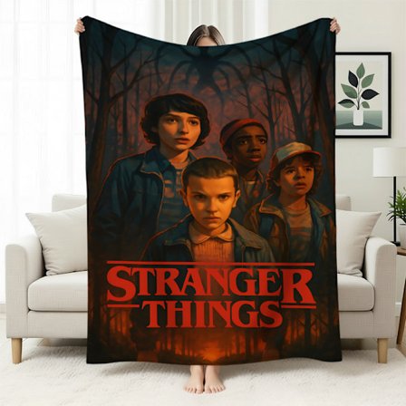 Stranger Things 5 Fleecefodrad Varm Filt, Stranger Things-tema Filt för Tupplurar, Flanellfilt, Specialtillverkad