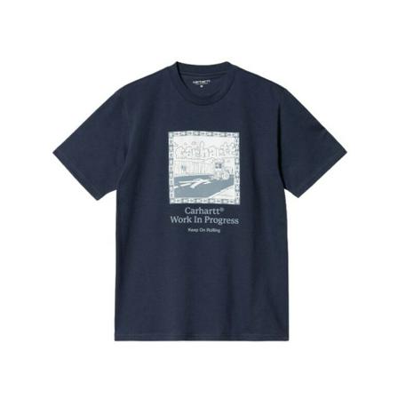 Carhartt Wip, Koszulka męska Carhartt WIP S/S Steamroller T-Shirt I030663 Enzian Niebieski, Mężczyzna, Rozmiar: M