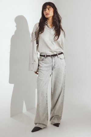 NA-KD Loose Low Waist Long Jeans - Low waist jeans - Grå - EU 42