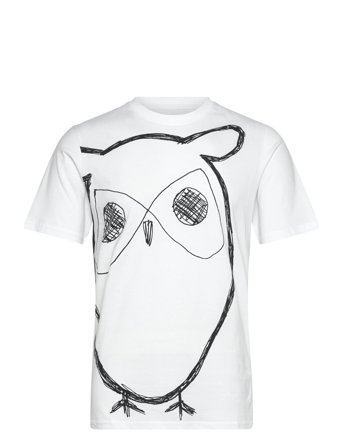 Knowledge Cotton Apparel Big Owl Print Tee - Gots/Vegan - White - XL