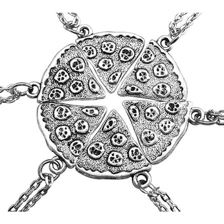 Venindehalskæder, Pizza Bff Halskæder Til 6 Sølv Pizza Skive Venskab Halskæde Sæt Af 6