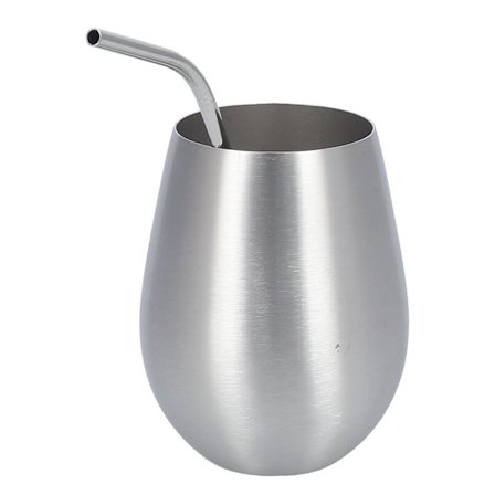 500 ml Enkeltlags Rustfritt Stål 304 Ølkrus med Sugerør Drikkekopp for Bar Hjem Sølv