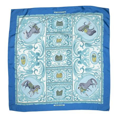 Hermès Vintage, Pre-owned Scarf Blauw, Dames, Maat:ONE Size