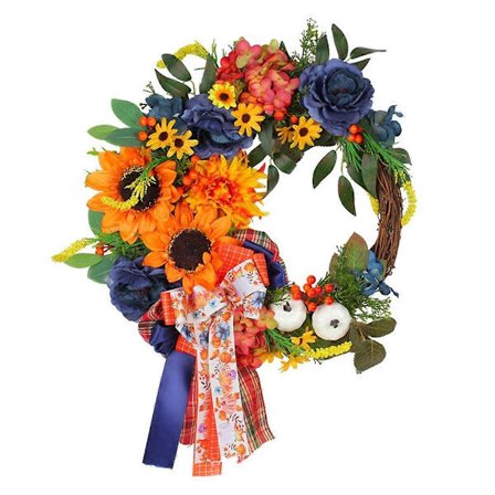 Thanksgiving Day Krans Konstgjord Blomsterkrans Dörrkrans Höstkrans Sommarkrans för Thanksgiving Day Dekor