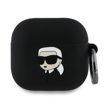 Karl Lagerfeld Silikoni Karl Head 3D-kotelo AirPods 4:lle - musta