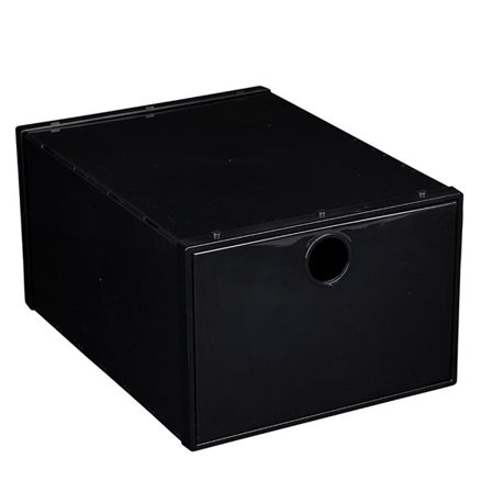 Skooppbevaringsboks svart, stabelbar og enkel å montere