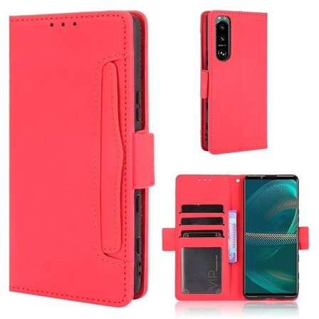Modernt Sony Xperia 5 III fodral med plånbok - Röd