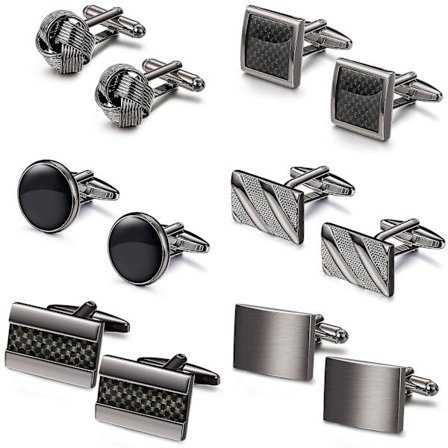 6 Par Mansjettknapper For Menn Klassiske Mansjettknapper Herre Mansjettknapper Smokingsskjorte Mansjettknapper For Bryllup Brudgom Forretning Sølv 