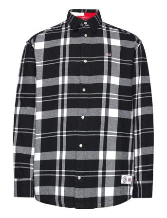 Tjm Check Twill Shirt Skjorte Uformell Svart Tommy Jeans