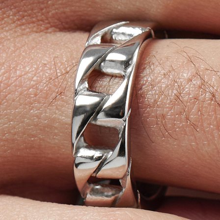 Sentio | Anillo con diseño de eslabones de acero inoxidable para hombres - Anillos de acero