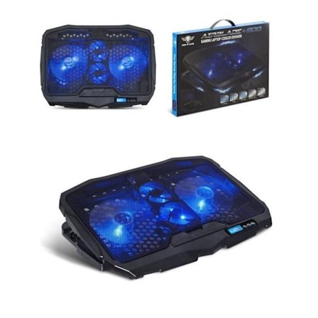 Spirit of Gamer Airblade 600 Kølestativ til 17" Laptop/Notebook, Drevet af 2 USB-porte, Blå LED