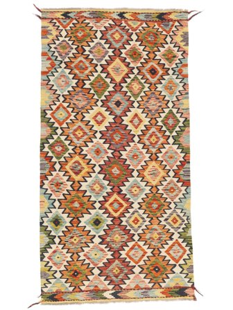 Klein Kelim Afghan Old Stil Teppich 104X204 Wolle, Carpetvista
