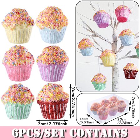 Söt godis munkar cupcake glass strut jul prydnader kit jul träd hängande dekorationer