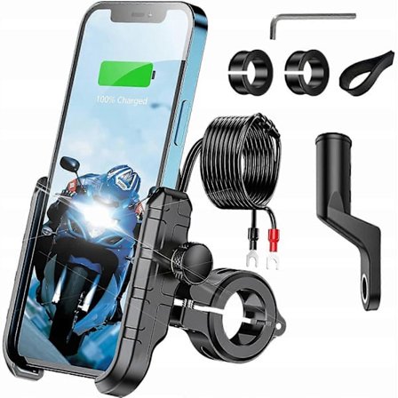 Motorcykel Telefonhållare USB-laddare 12/24v