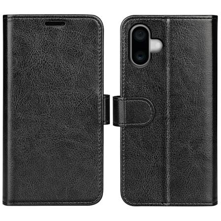 iPhone 16 Fodral Läder Crazy Horse Svart