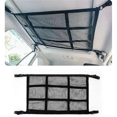(Pow yeah!) Bil Autocamper Tagnet, 90*65cm Polyester Opbevaringsnet Organizer til Tæpper og Lynlåse, Last, SUV, Van
