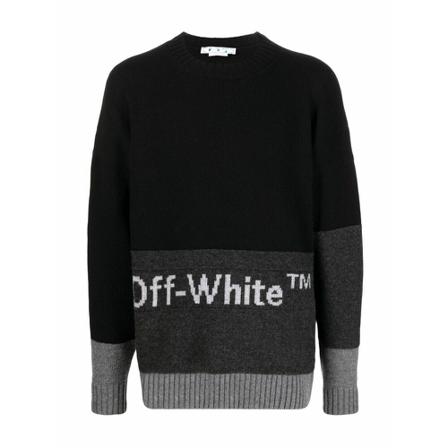 Off White, Round-neck Knitwear Czarny, Mężczyzna, Rozmiar: L