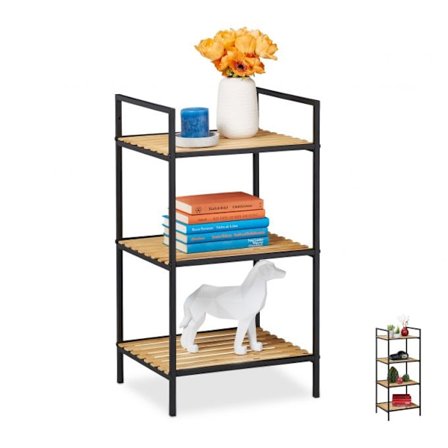 Golvstående hylla i bambu och metall