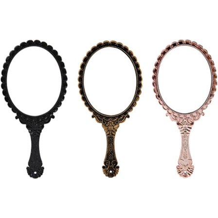 3-delad handhållen spegel med handtag retro dressing spegel ensidig bärbar kreativ utsökt smink spegel för kvinnor flickor frisyr