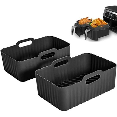 Silikonform for varmluftsfrityrkoker – 2 stk. Tilbehør til airfryer, silikoninnlegg for dobbeltsone varmluftsfrityrkoker bakeformer