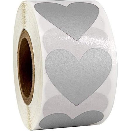 300 stk. Love Heart Scratch Off Labels Stickers (sølv)