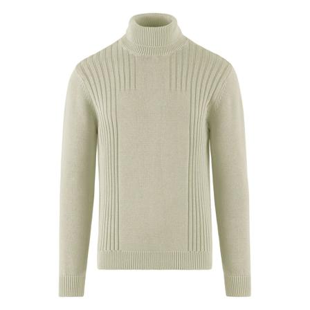 BomBoogie, Ribbed Pattern Cotton Turtleneck Zielony, Mężczyzna, Rozmiar: L